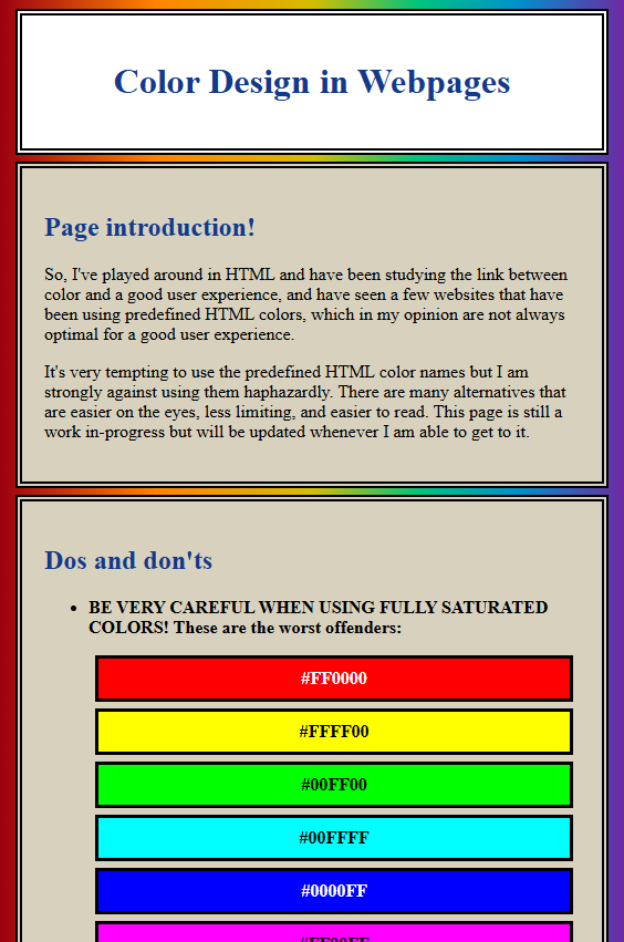 The Color Design in Webpages website. This is in-progress and the thumbnail may not reflect the final product since it is from an earlier revision.